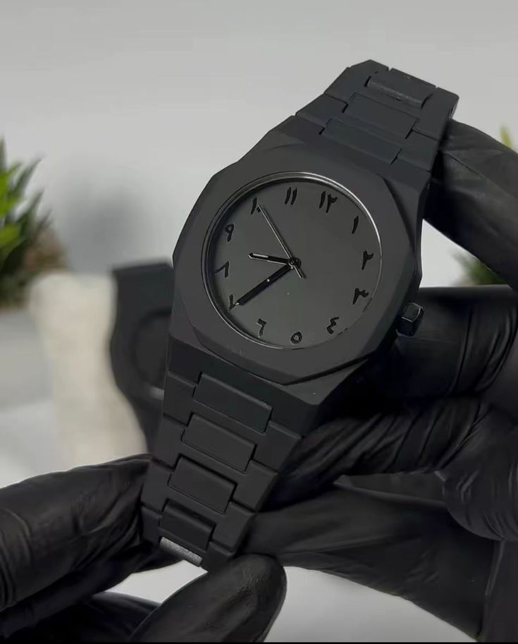 Black Arabic Watch in fiber ,black arabic aura watch